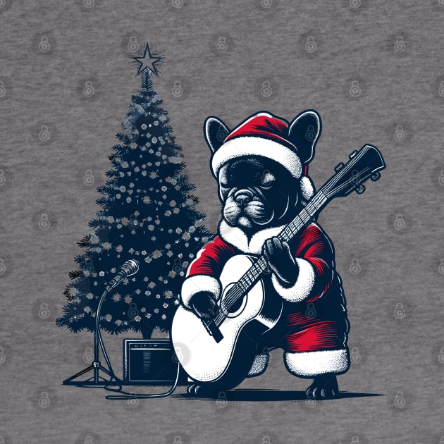 French Bulldog Playing Guitar Christmas by Graceful Designs